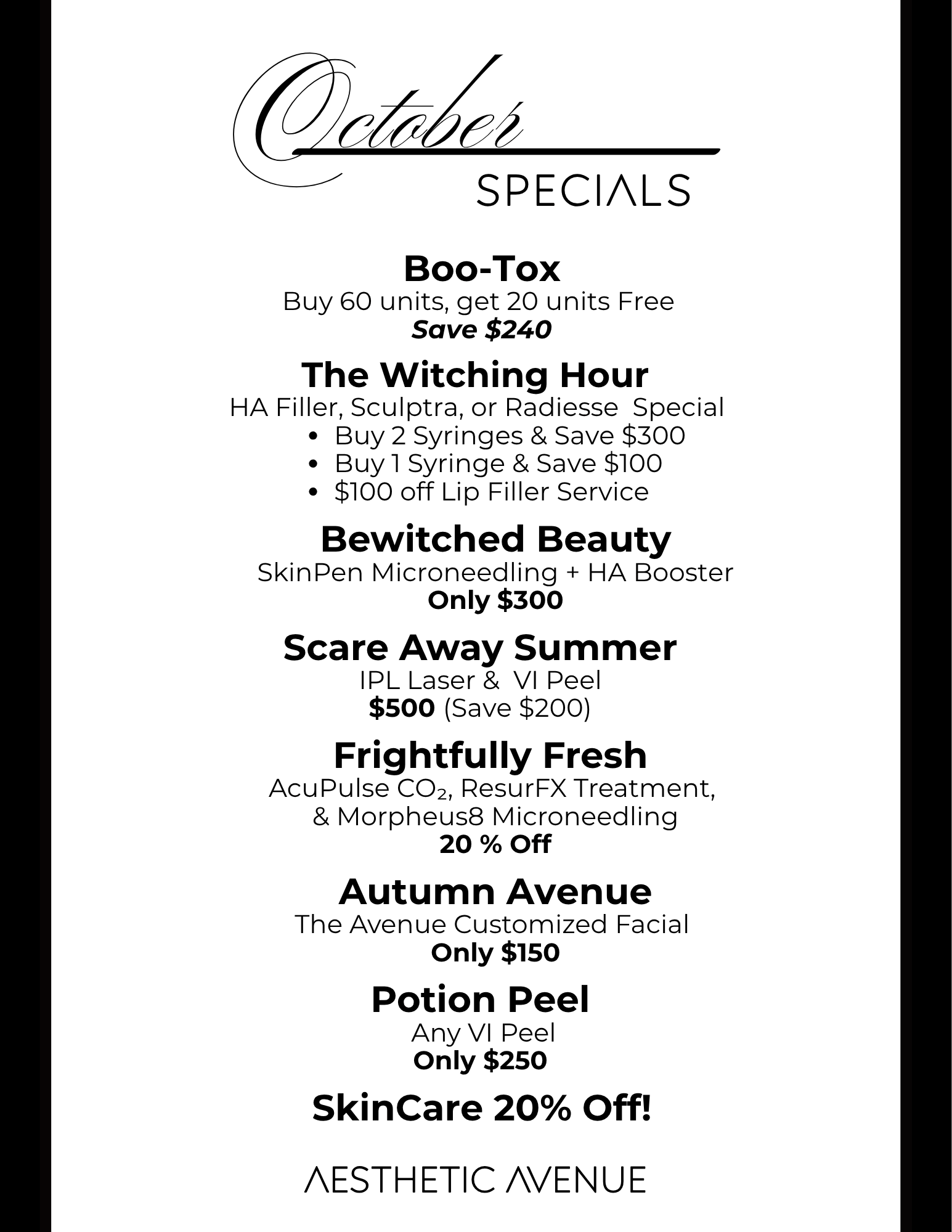 October SPECIALS...AA